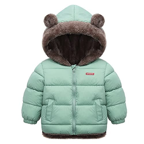 Baby Winter Fleece Coat Kids Boys Jacket Outwear Girls Padded Clothes Green 3-4 Years
