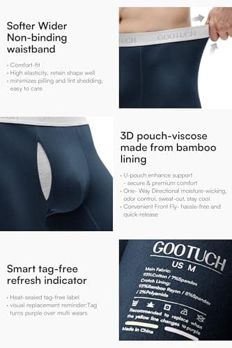 GOOTUCH Mens Underwear Briefs, Moisture Wicking Odor Control Silver-Ion Tech Boxers For Men Pack, Breathable Cotton (Black/Gray/Dark Blue/Dark Gray,L) - Thumbnail 6