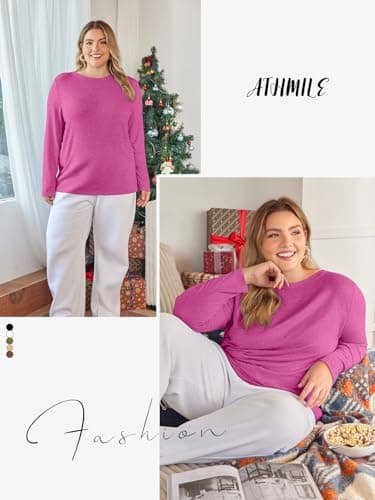 ATHMILE Teen Girl Long Sleeve T Shirts Crewneck 2026 Fall Trendy Tops Tunic Outfits Fitted Shirts Basic Tee - Thumbnail 4