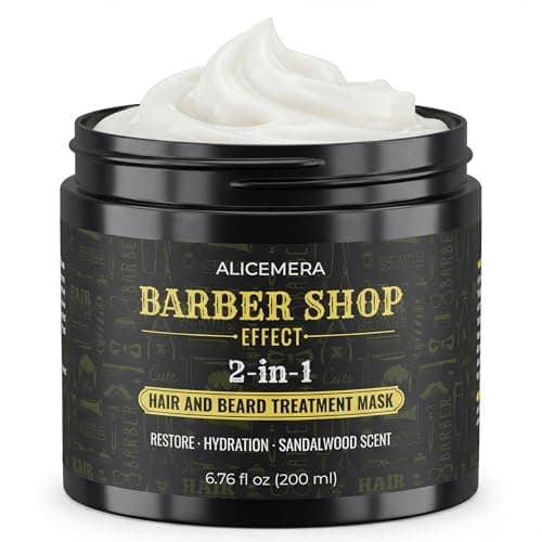 Alicemera Advanced 2-in-1 Beard & Hair Mask for Men – Deep Conditioning Treatment for Coarse & Thick Beards – Keratin & Hyaluronic Acid – Sandalwood Scent – 6.7 oz - Image 1
