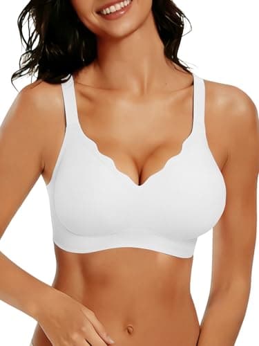 COCOMARTS Jelly Bras for Women No Underwire Seamless Push Up Scalloped Tshirt Bralettes Comfortable Wireless Everyday Bra White XX-Large - Image 1