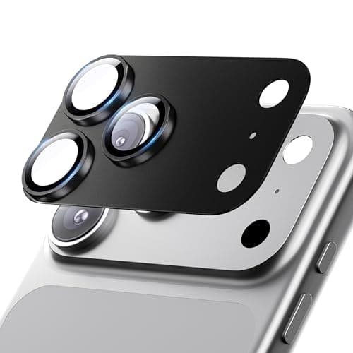 Hoerrye for iPhone 17 Pro Camera Lens Protector - [12FT Shatterproof Military Grade] [Strong Adsorption] Metal 9H+ Tempered Glass Camera Screen Full Cover Case Friendly,Black - Image 1