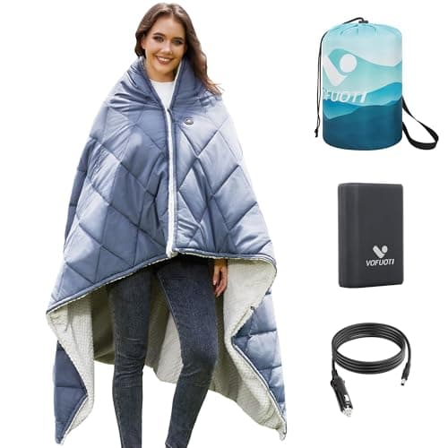Heated Blanket Battery Operated,12V Heated Shawl Throw Blanket,Cordless heating pad with 15000 battery,Wearable Heated Blanket,Sherpa Lining,3 Heating Set for Car,Camping,Backpacking,Hiking,Travel - Image 1