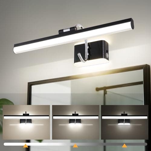 TYhogar Modern Black Bathroom Light Fixtures 16.3 inch Led Vanity Lights, 8W, Rotatable Bar Bathroom Lighting fixtures Over Mirror,4000K Daylight Dimming Wall Light Fixtures for Indoor - Image 1