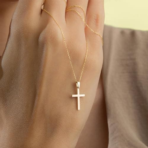 JNZSSWHJJH Cross Necklace for Women - 18K Gold Plated Cross Necklace Gold Necklaces for Women Trendy Gold Jewelry Easter Basket Essentials Stuffers Christian Religious Christmas Gifts - Thumbnail 3