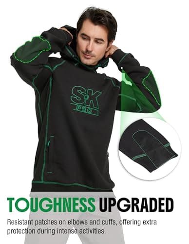 SKPRO Men's Hoodie Black Oversized Sweatshirts, Fleece Lined Hoodies Pullover, Loose Fit Work Hooded with Zip Pockets (Black, M) - Thumbnail 5