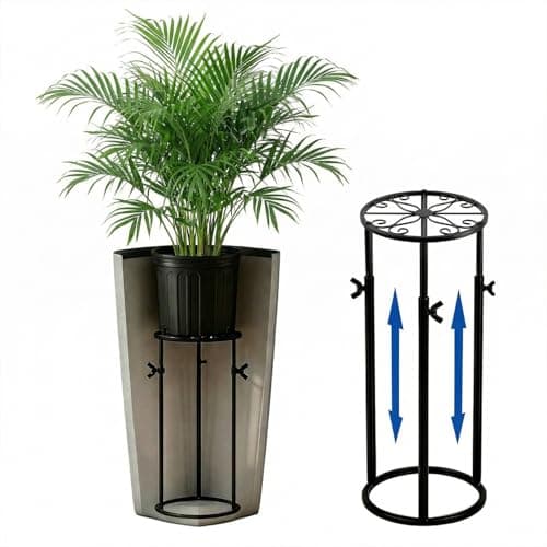 Bewssuuyh Adjustable Plant Risers for Inside Pots, 9.84-22'' Metal Planter Inserts for Large Pots,Fit for Square/Round/Taper Tall Planters Outdoor Indoor(6-11.8''Top,7.87''Base) - Image 1