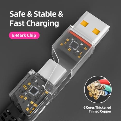 USB C Cable, 240W MAX 4 in 1 Charging Cord 5FT with E-Mark Chip, Fast Charging USB A/C to C/Lightning Cable for iPhone 17/16/15/14/13 Series, MacBook/Pad/Android/Tablets and More, iPhone Charger Cord - Thumbnail 3