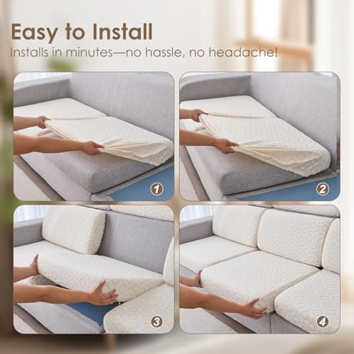 Couch Cushion Covers Waterproof, Stretch Sectional Couch Covers L Shape, Sofa Cushion Covers Washable, Non Slip Magic Sofa Covers, Sofa Slipcovers with Elastic Bottom, Pet-Friendly (1 Backrest Cover) - Thumbnail 6
