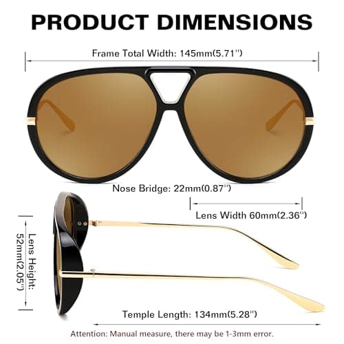 FEISEDY Trendy Oversized Aviator Sunglasses for Women Men Retro Big Round Shield Sun Glasses B4181 - Thumbnail 6