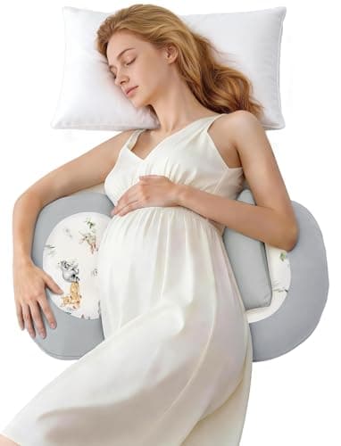 PATPAT Pregnancy Pillow for Sleeping, Maternity Pillow with Removable Cooling Cover, Support for Back, Belly and Hips, Portable Travel Wedge Pillow for Pregnant Women with Adjustable Small Pillow - Image 1