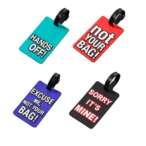 Funny Silicone Luggage Tag, Colorful Unique Baggage Handbag Travel Suitcase Tags with Name ID Card for Women Men (Multicolor, Set of 4) - Image 1