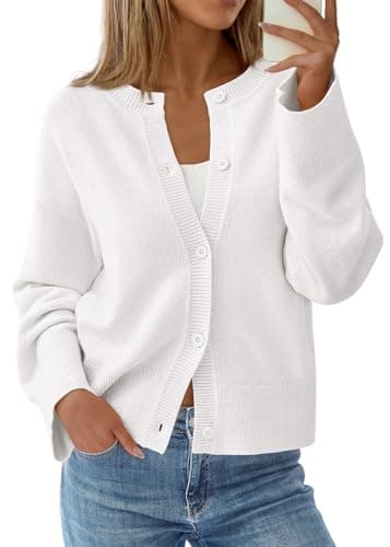 KIRUNDO Cardigan Sweaters for Women Fall Trendy Long Sleeve Chunky Knit Button Up Oversized Winter Jacket Casual Outwear(White, XX-Large) - Image 1
