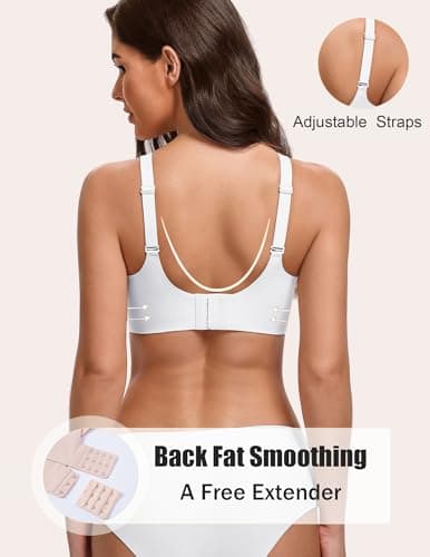 Avidlove Seamless Bras for Women Wireless Bras with Support and Lift Scalloped T-Shirt Bra White XXXL - Thumbnail 4