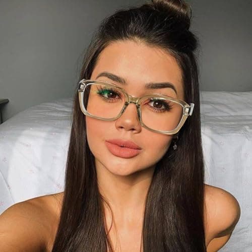 SODQW Designer Blue Light Blocking Glasses for Women Square Frame Anti Glare Reduce Eyestrain Computer Eyeglasses - Thumbnail 2