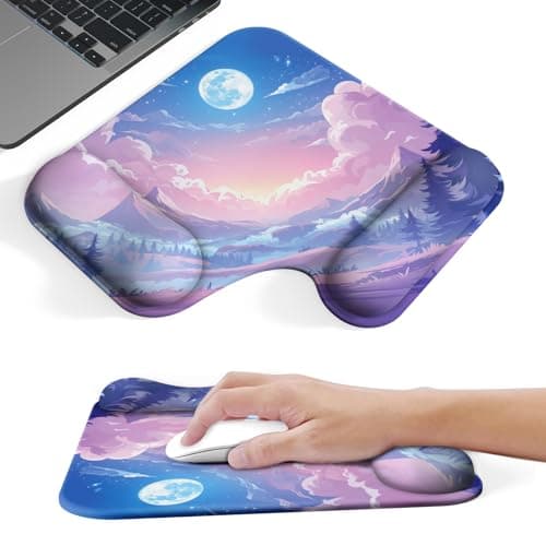 Mcapirivo Ergonomic Mouse Pad with Gel Wrist Rest (1"& 1.2" Dual Height) - Mouse Pads Compact Mousepad Desk Mat Office, Gaming & Carpal Tunnel Relief | Non-Slip Rubber Base| Cloud Moon - Image 1