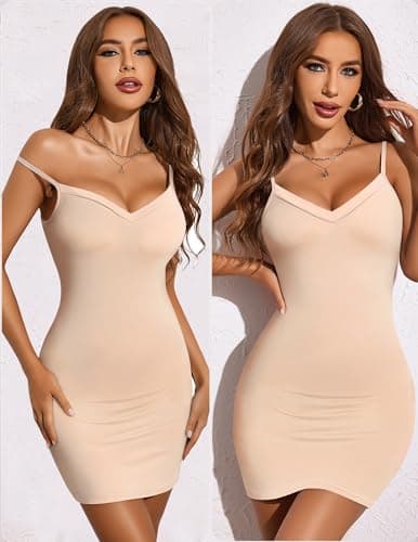 Avidlove Women Modal V Neck Nightwear Sleeveless Straight Dress Mini Full Slips Apricot XL - Thumbnail 3