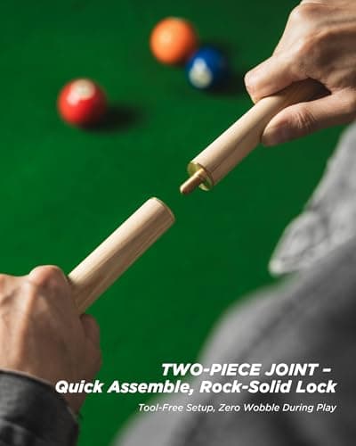 LOCKCUE 57" 2 Piece Pool Cue Stick, Maple Wood with Chrome-Plated Zinc Alloy Screw-on High Crown Bridge Head - Thumbnail 4