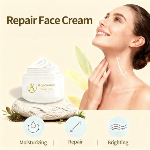 AgeSerene Face Moisturizer, Barrier Repair Cream with Ceramide, Hyaluronic Acid and Vitamin E, Long Lasting Hydration & Rich Moist, Hypoallergenic, Alcohol-Free, Non-Comedogenic - Thumbnail 2