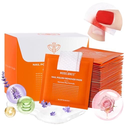 Modelones Nail Polish Remover Pads, Acetone Nail Polish Remover Wipes 50 PCS Professional Individually Wrapped Wet Wipes Easily & Quickly Rose Smell Glycerin Moisturizing Big Size Portable - Image 1