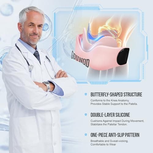 GOUNOD Patellar Tendon Support Strap 2 Pack,Silicone Knee Strap for Knee Pain Relief,Patella Band for Basketball, Jumpers Knee, Tendonitis, Running, Hiking, Soccer, Osgood Schlatter (Pink) - Thumbnail 4