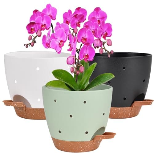 Vanslogreen 6 Inch Orchid Pots with Holes, 3 Pack Self Watering Planters for Orchids Plastic Orchid Pot Plant Flower Pots for Orchids Indoor Outdoor (Multicolor) - Image 1