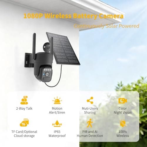 WY-LINK Solar Camera Outdoor Wireless, 360° Cameras for Home Security, Two-Way Talk, Auto Tracking, Light Alarm, Color Night Vision - Thumbnail 2