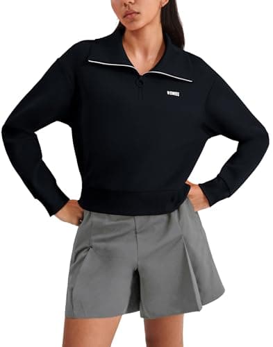 K-Swiss Women's Sweatshirts with Ribbed Collar, Ultra Soft Cropped Pullover Hoodies for Casual Sport,Black XL - Image 1