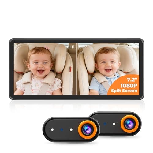 LUCKVIEW BM5PRO 7.2" 1080P HD Baby Car Camera for 2 Kids, Split Screen with IR Night Vision, Easy to Install & Adjust Brightness, Dual Car Camera Baby Monitor for Rear Seat Safety - Image 1