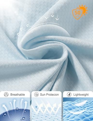 Women's UPF 50+ UV Sun Protection Clothing Long Sleeve Athletic Hiking Shirts Lightweight SPF Zip Up Outdoor Jacket (Blue,L) - Thumbnail 6