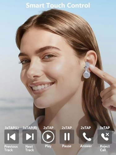 FUNNYEAH JewelPods H01 Wireless Earbuds for Small Ear, Open Ear Earbuds Jewelry-Inspired Designs Metal Headphones, Excellent Spatial Audio,Sweat and Water Resistant,72H Play - Thumbnail 4