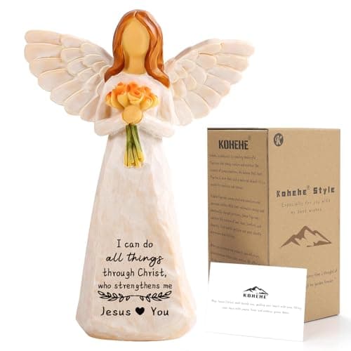 Kohehe Christian Gifts for Women,Gifts for Catholic Women,5.5'' Handmade Jesus Loves You Angel Figurine Gift for Woman,Inspirational Gifts for Mom Sister Grandma and Best Friend - Image 1