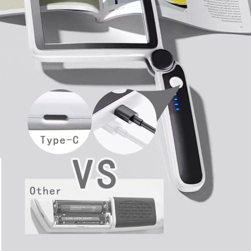 2 Pack Magnifying Glass with Light, Rechargeable Page Magnifier with 3 Light Modes Magnifying Glass for Reading Folding Handheld Lens with Clean Cloth Items for Grandma Grandpa Seniors Book Lovers - Thumbnail 6