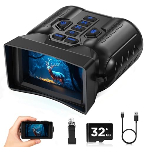 Night Vision Goggles,4K Night Vision Binoculars for Adults with 5000mAh Rechargeable Battery,1000FT Infrared Range,16X Zoom,32GB TF Card,Photo&Video Recording,Compact Design,Ideal Gifts for Men