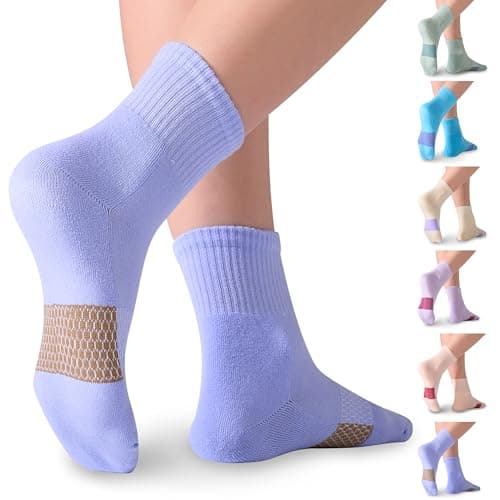 Mosithings Women's Ankle Socks Cotton 6 Pairs Casual Calf Socks For Women Mini Crew Socks, Color Mixed - Image 1