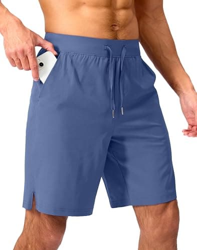 Soothfeel Men's Running Shorts with Zipper Pockets 9 Inch Lightweight Quick Dry Gym Sports Athletic Workout Basketball Shorts for Men (Blue, XXXL) - Image 1