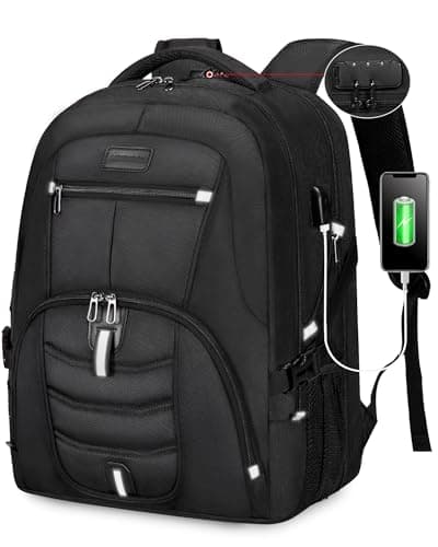 LOVEVOOK Travel Laptop Backpack Waterproof Anti Theft with Lock and USB Charging Port Large Computer Business Backpack for Men College Students (17 inch, Black) - Image 1