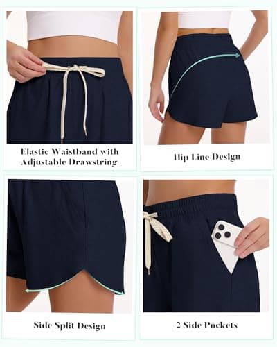 iceROSE Sweat Shorts for Women, Athletic Running Workout Drawstring Casual Lounge Loose Summer Shorts with Pockets - Thumbnail 5