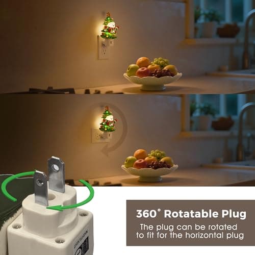 L LOHAS LED Christmas Tree & Snowman Night Light, 3000K Warm White Plug-In Night Light, Cute Resin Holiday Decor with 360° Rotatable Plug for Kids Room, Party & Home, 1 Pack - Thumbnail 2
