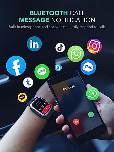 SKG Smart Watch for Men Women, 1.8" Men's Military Smartwatch for Android iPhone with Alexa Built-in, IP68 Waterproof, Fitness Tracker with 100+ Sports, R8 - Thumbnail 4