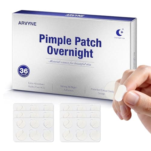 arvyne Overnight Pimple Patches - Extra-Absorbent Hydrocolloid Acne Patch for Face with Strong All-Night Adhesion, Breathable Waterproof Film, Clean-Care Complex, Patented Easy-Peel Design, 36 Count - Image 1