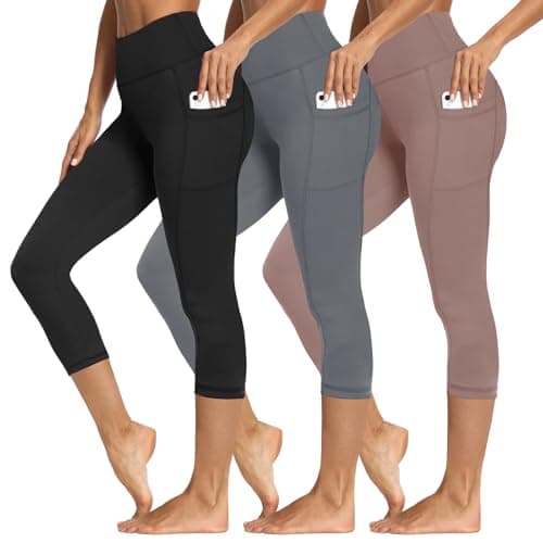 Syrinx 3 Packs Capri Leggings with Pockets for Women, Soft High Waisted Tummy Control Workout Yoga Pants - Image 1