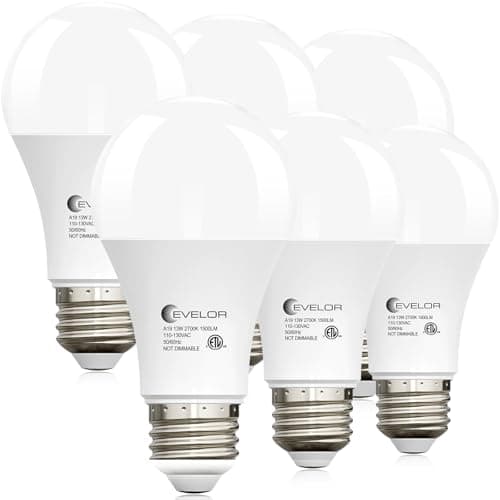 evelor A19 LED Light Bulbs,100 Watt Equivalent 2700K Soft White Efficient 13W,1500 Lumens E26 Base, Non-Dimmable, 15000-Hour Lifespan for Bedroom, Living Room, Office, 6-Packs - Image 1