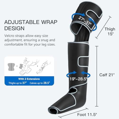 CINCOM Leg Massager with Heat and Compression, 3-in-1 Foot Calf & Thigh Massager for Circulation and Pain Relief Helpful for Lymphedema Edema Restless and Relaxation FSA - HSA - Thumbnail 6