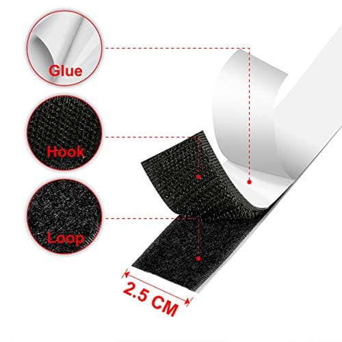 16.5Ft x 1 Inch Self Adhesive Strips, Heavy Duty Strong Back Sticky Fastening Tape,Nylon Fabric Fastener Mounting Tapes for Sewing, Crafting,DIY- Indoor or Outdoor Use (Black) - Thumbnail 2