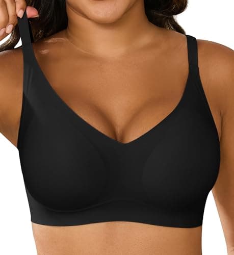 Xcutting Women's Supportive Wireless Jelly Bras for Women Seamless Comfort, Full Coverage, No Underwire, T-Shirt Women Bras Regular and Plus with Extender (Black,X-Large) - Image 1