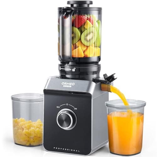 Cold Press Juicer, ORMEO HOME Masticating Juicer Machines with 5.0"Large Feed Chute Fit Whole Vegetables & Fruits, with Pulp Seperation, 99.6% Juice Purity, Quiet Motor, Easy to Clean,BPA Free - Image 1