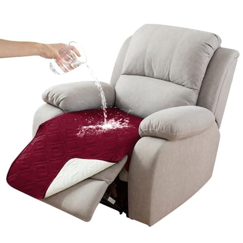 Genina 100% Waterproof Recliner Chair Covers, Anti-Slip Recliner Cover Dog Chair Cover Furniture Protector, Chair Sofa Slipcover for Pets Dogs, 1 Piece (Wine, Recliner) - Image 1