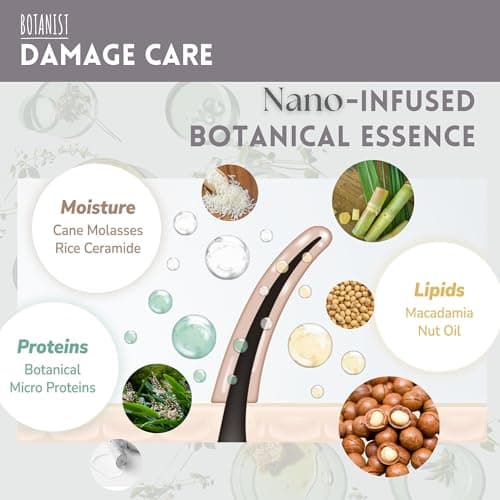 BOTANIST Natural Shampoo and Conditioner Set, Hair Repair Shampoo and Conditioner by Keratin, Collagen, Jojoba& Argan Oil, Moisturizing Shampoo in Japan, Silicone & Sulfate Free 31.7 Fl Oz DAMAGE CARE - Thumbnail 5