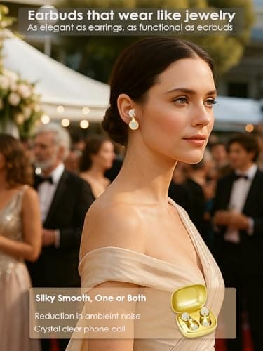 FUNNYEAH JewelPods H01 Wireless Earbuds for Small Ear, Open Ear Earbuds Jewelry-Inspired Designs Metal Headphones, Excellent Spatial Audio,Sweat and Water Resistant,72H Play - Thumbnail 2